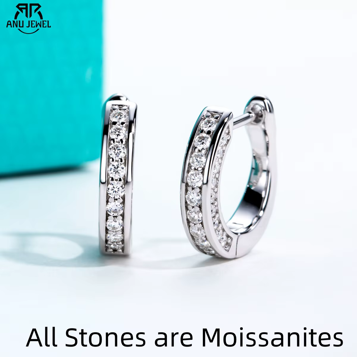 AnuJewel-Boucles d'oreilles créoles d'oreille Moissanite pour femme