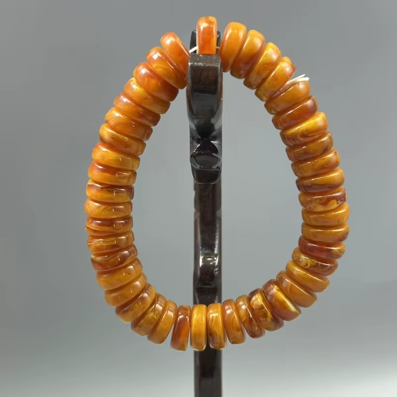 Bracelet de perles de cire d'abeille ambre