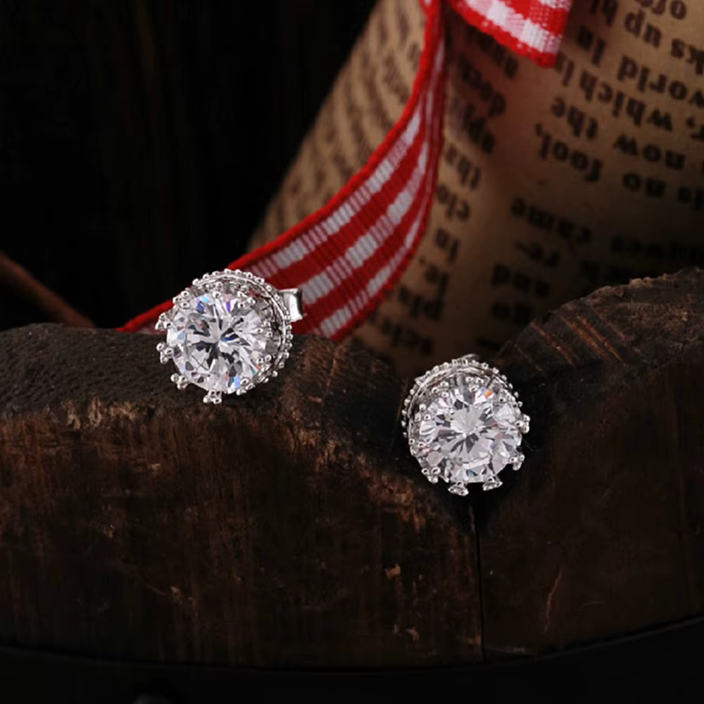Boucles d'oreilles en argent sterling 925 véritable avec zircon cubique