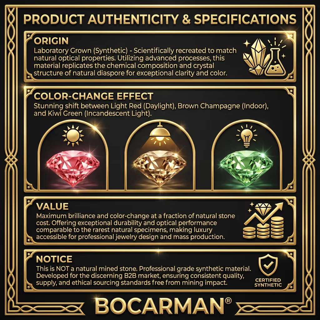 BOCARMAN Collier, bracelet et boucles d'oreilles ovales en sultanite synthétique diaspore à couleur changeante