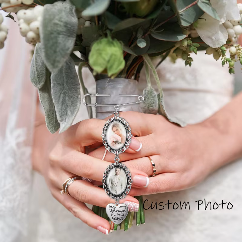 Ornement de bouquet photo personnalisé