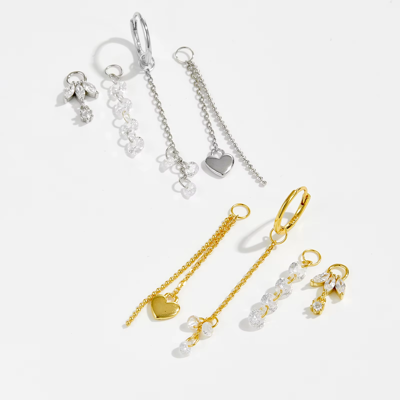 ANDYWEN Boucles d'oreilles pendantes en argent sterling 925 avec zircon scintillant en forme de marquise et rond