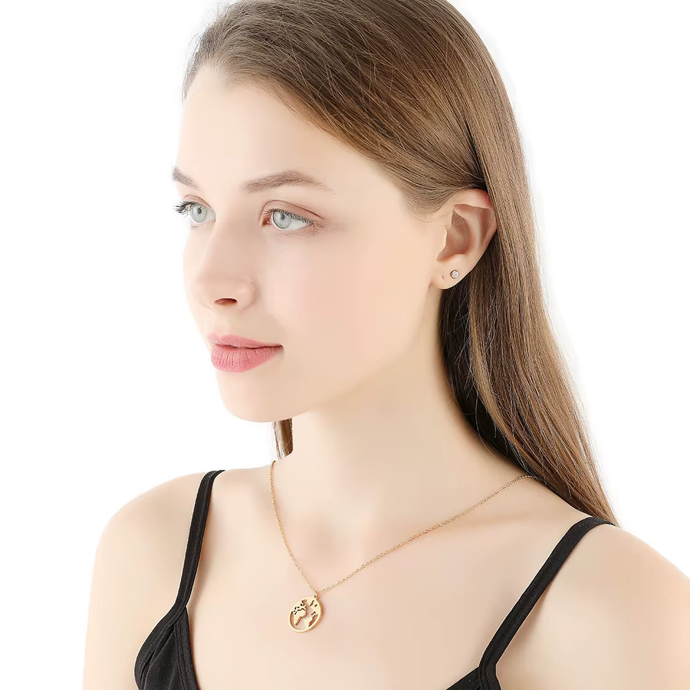 Pendentif carte du monde petit Globe pour femmes