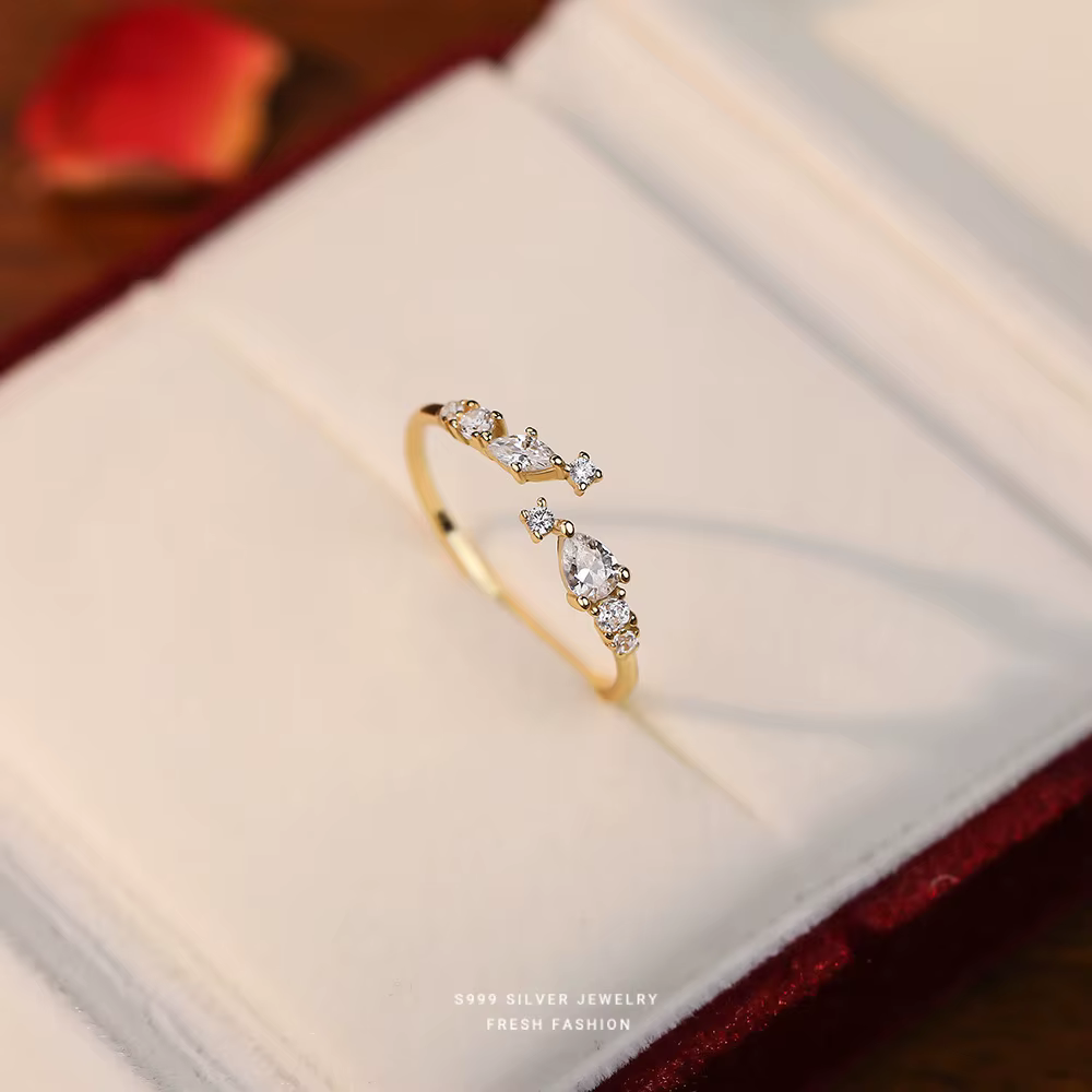 Bagues en argent Sterling 999 véritable pour femmes