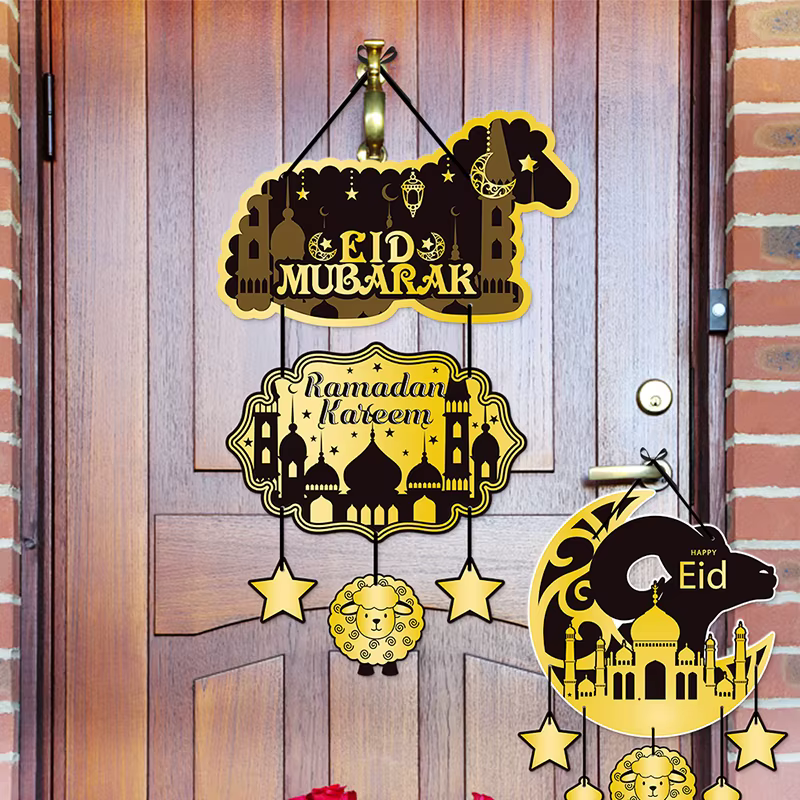 1 ensemble EID Mubarak porte suspendue décoration du Ramadan 2025
