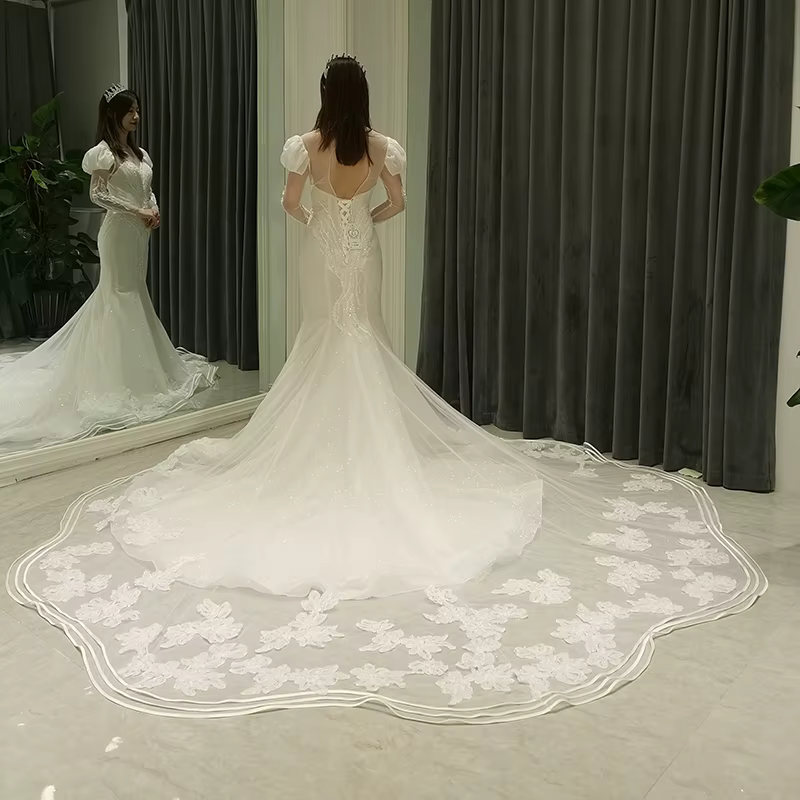 8370 robe de mariée personnalisée 2021 boutique en ligne célébrité luxe à manches longues perlé scintillant sirène