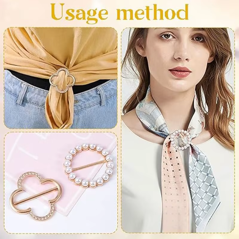 4 pièces écharpe anneau pince-t-shirt cravates Clips vêtements coin bouton noué pour les femmes mode métal rond cercle chemise pince boucle