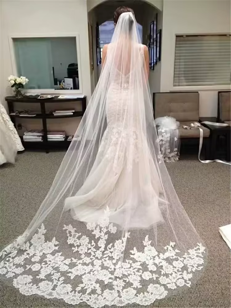 Voile De Mariage cathédrale dentelle longue