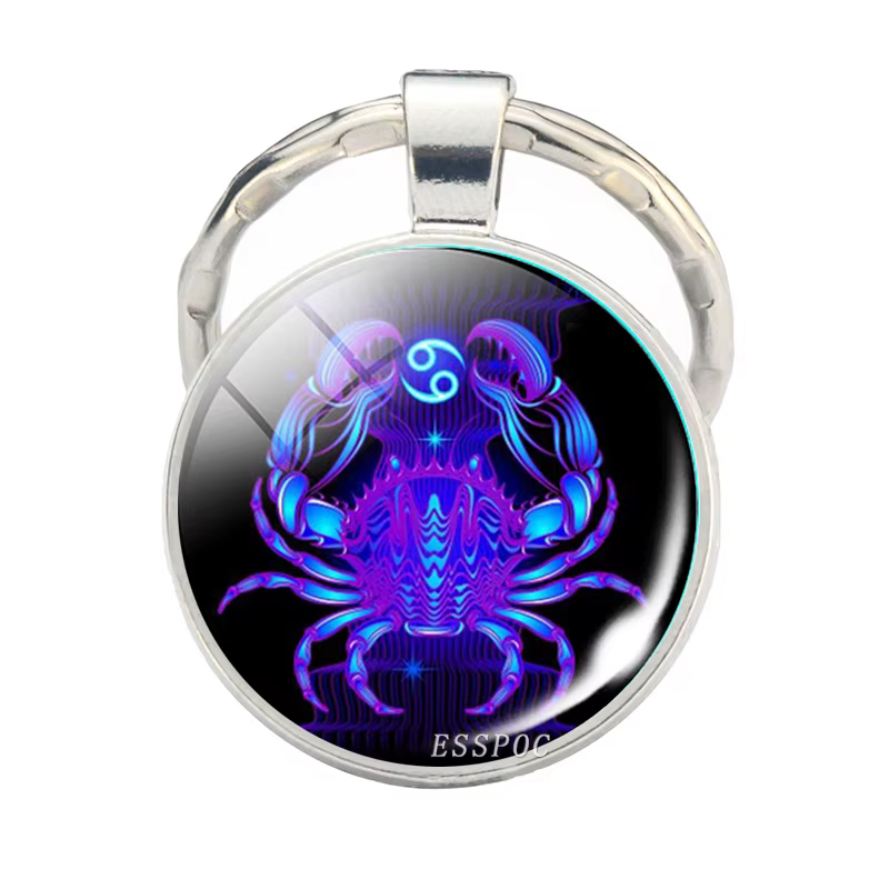 12 signes du zodiaque Scorpion Lion verre métal porte-clés femmes hommes Couples