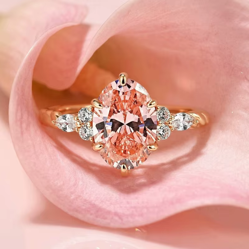 Produit le plus vendu - Bague en argent sterling 925 Pappalacha rose orange - Tendance pour les femmes