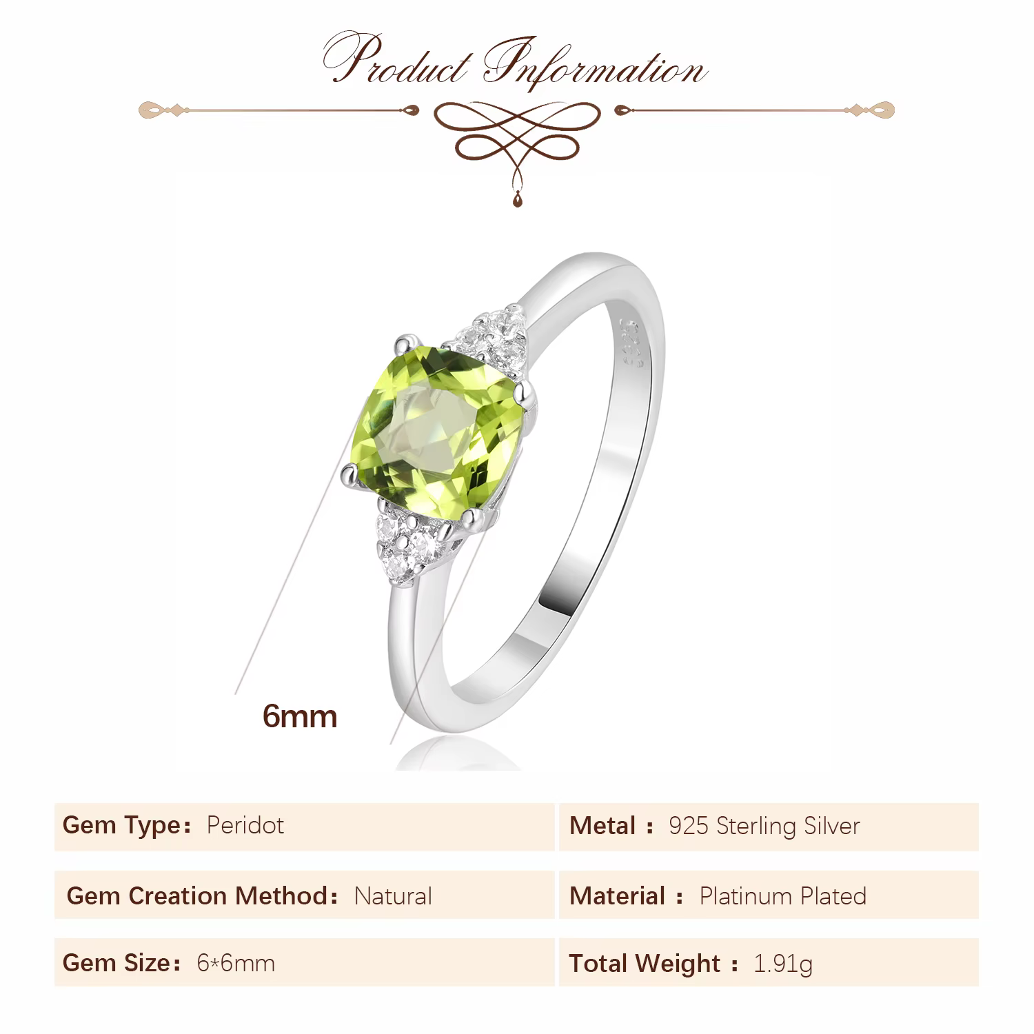 Potiy – bague solitaire en argent Sterling 925