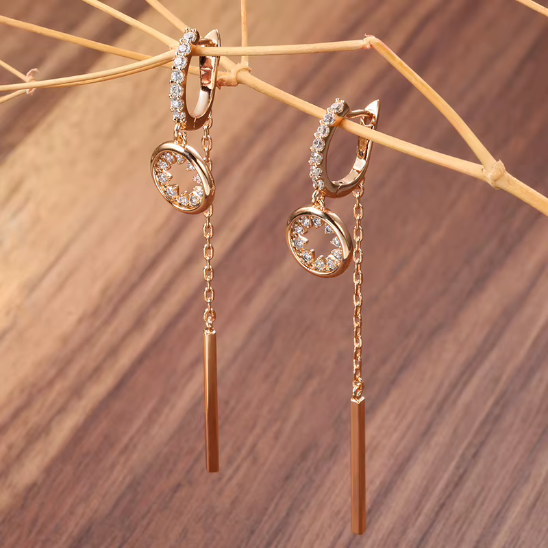 Boucles d'oreilles en or rose 14 carats pour femmes