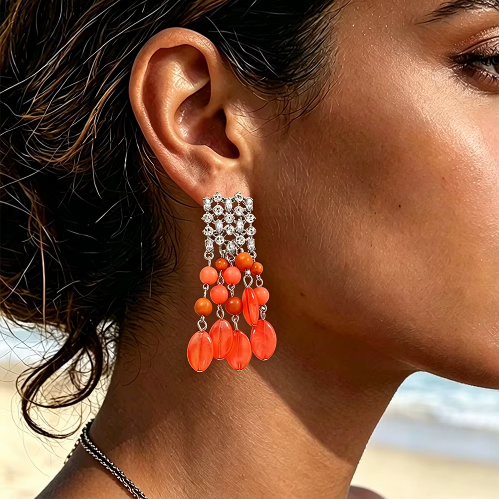 Boucles d'oreilles à pampilles en résine ZAA pour femmes