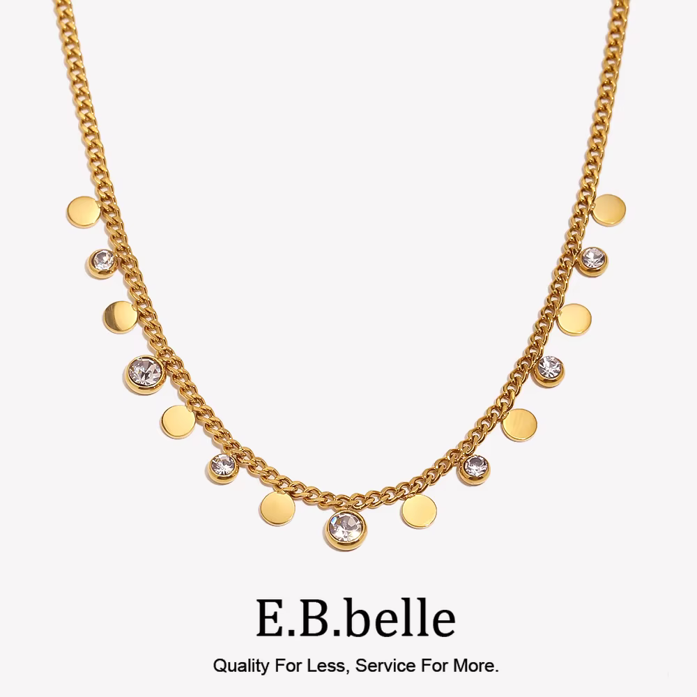 E.B.belle – petit collier rond avec pendentif en Zircon pour femmes