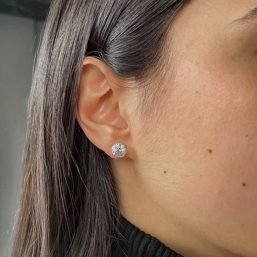 Boucles d'oreilles de fiançailles en diamant IGI VS1 DEF coupe ronde 1ct chacune 2CTW créé en laboratoire CVD Hpht scintillant or blanc 14 carats/argent 925