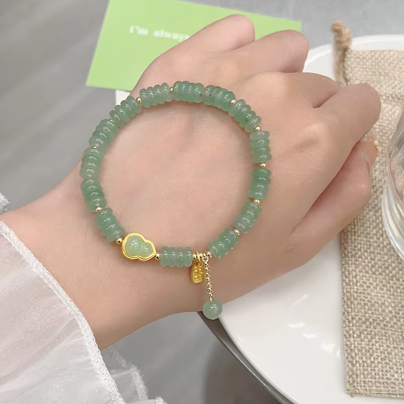 Nouveau Bracelet Perlé en Aventurine Naturelle 2026 pour Femme