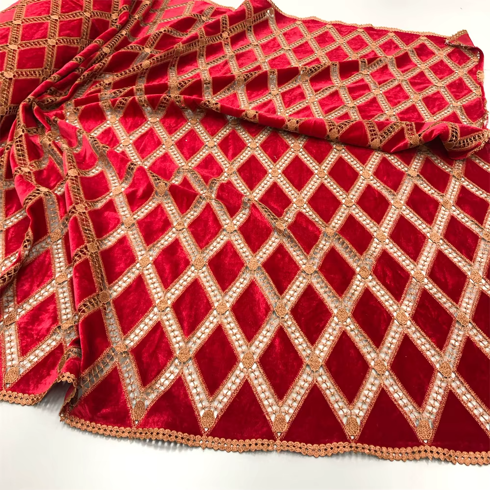 Tissu en dentelle africaine à motifs géométriques 2025