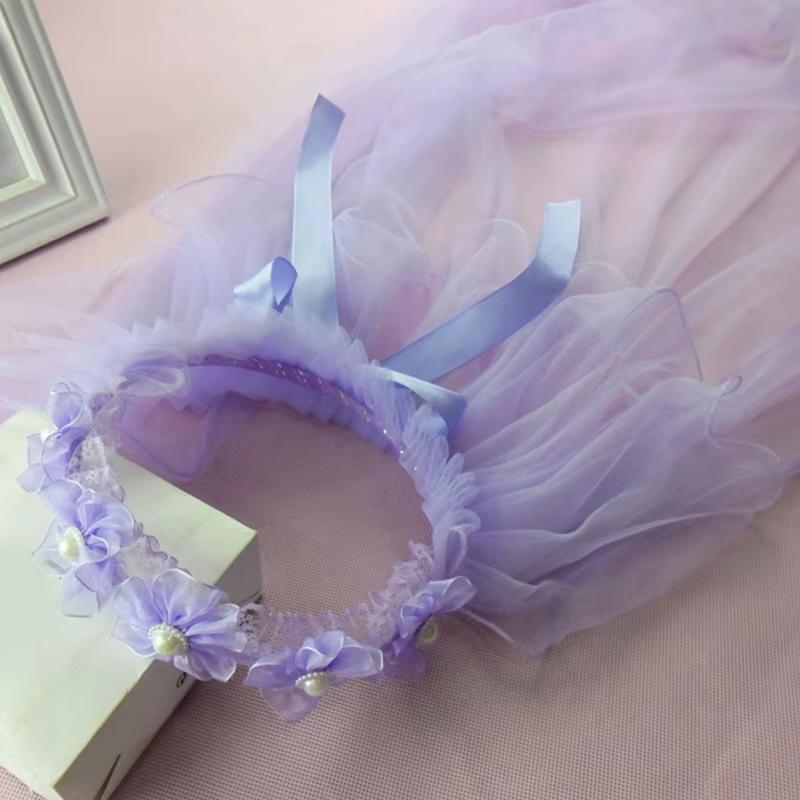 Couvre-chef en voile de fleurs pour filles