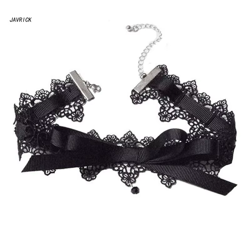 Collier ras du cou en dentelle noire