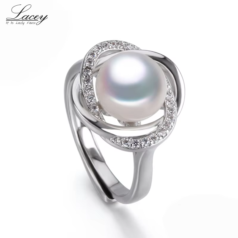 Bagues en perles naturelles blanches pour femmes