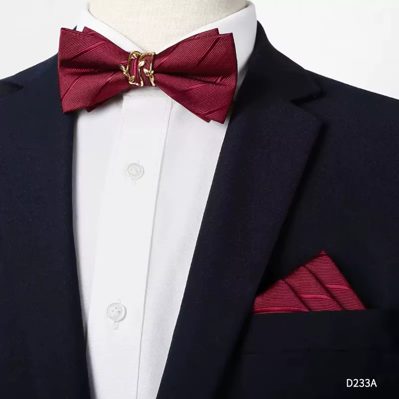 Nœuds papillon en métal rayé pour hommes
