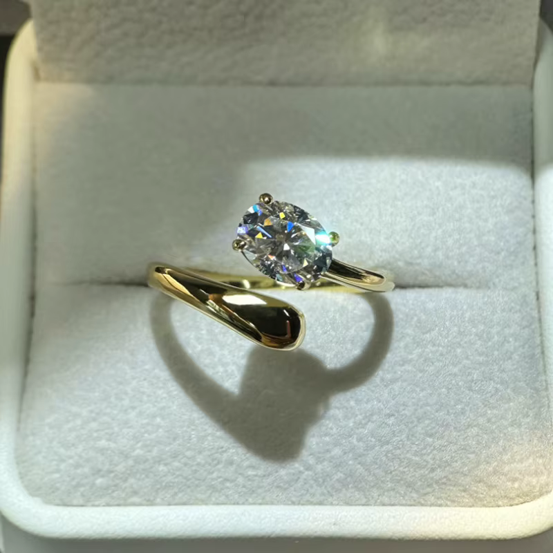 Bague en diamant Moissanite couleur D, or 14 carats, 1,5 ct, en argent Sterling 925, pour fête de mariage, bijoux de fiançailles pour femmes