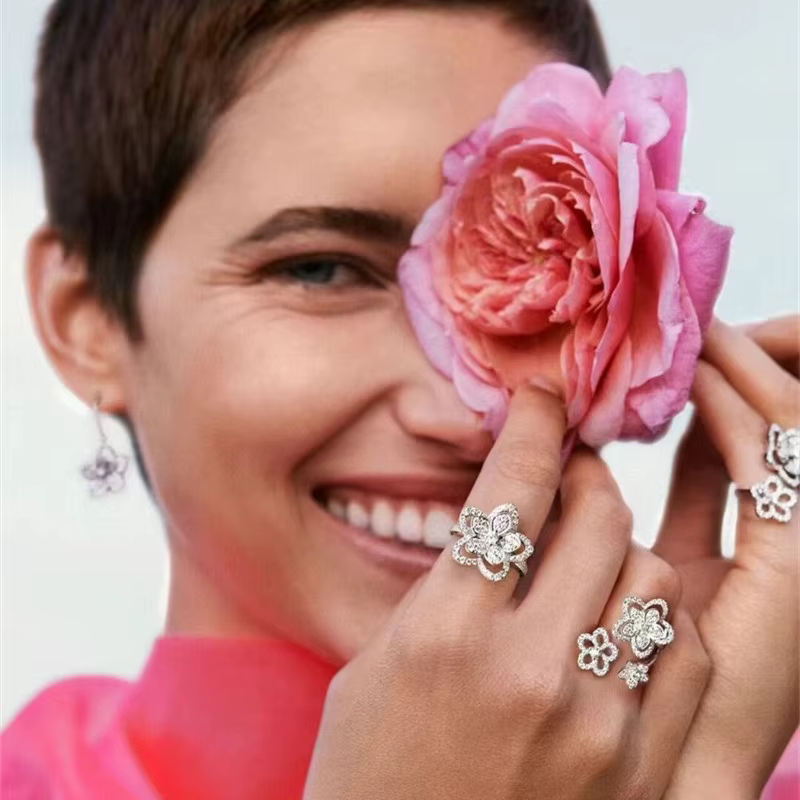 CC anneaux pour femmes zircon cubique fleur conception ouvert réglable anneau de mariée mariage fiançailles Anel livraison directe CC3010