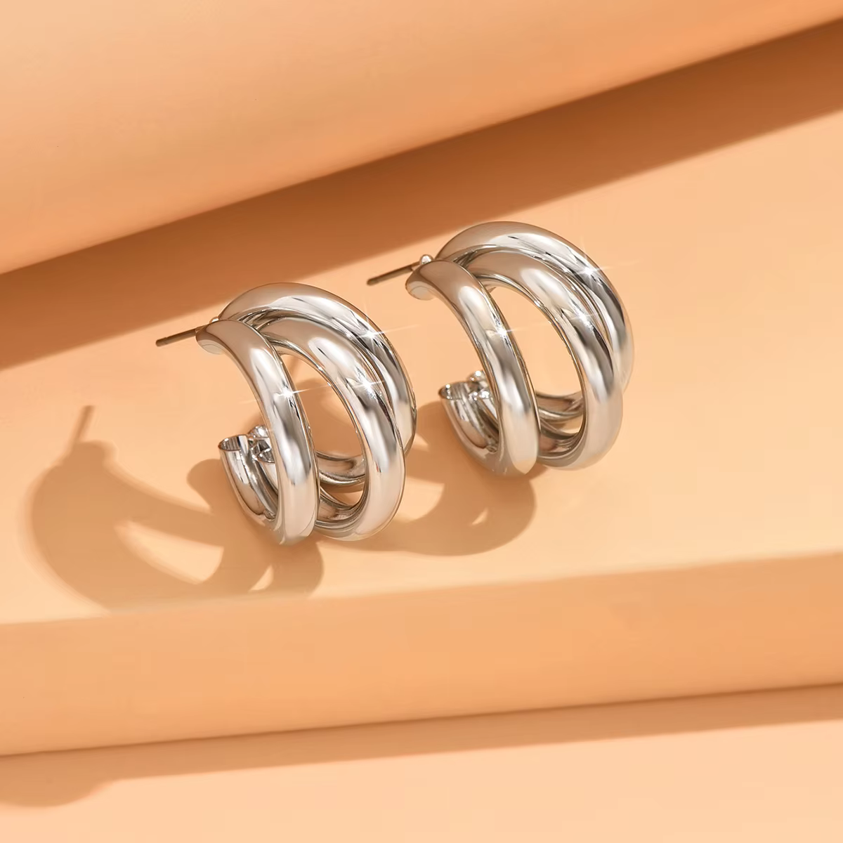 Boucles d'oreilles circulaires en métal pour femmes