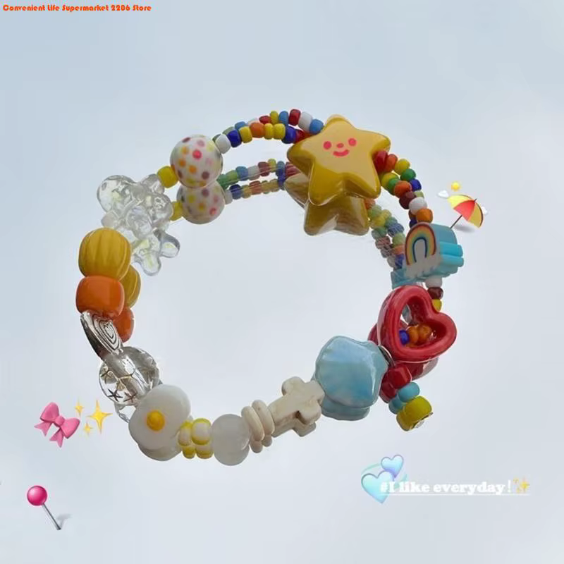 E06E Bracelet perle d'étoile colorée mode