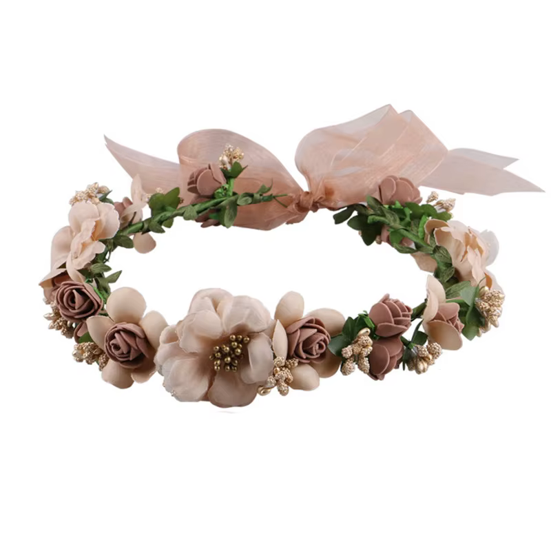 Bandeau de mariage fleurs florales femmes guirlande bandes de cheveux à la main dame filles