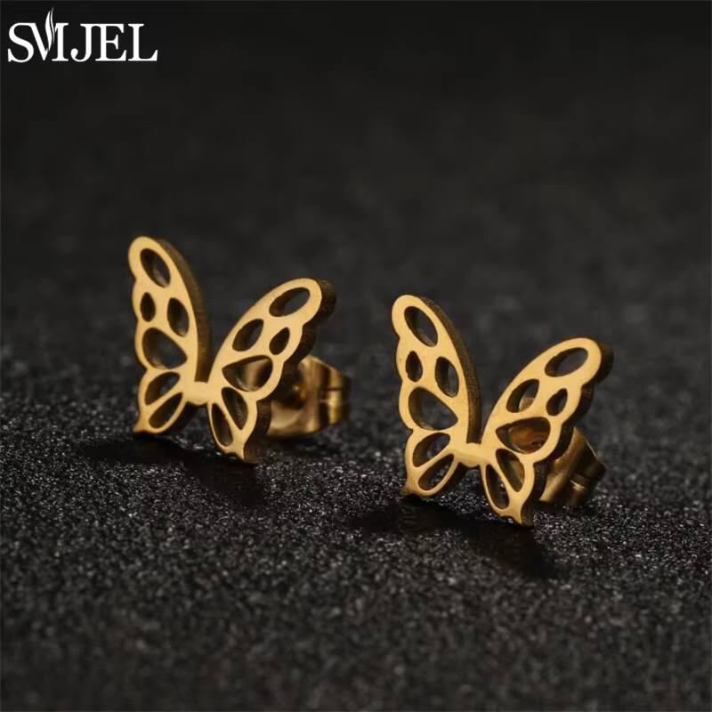 Boucles d'oreilles dorées en acier inoxydable pour femmes