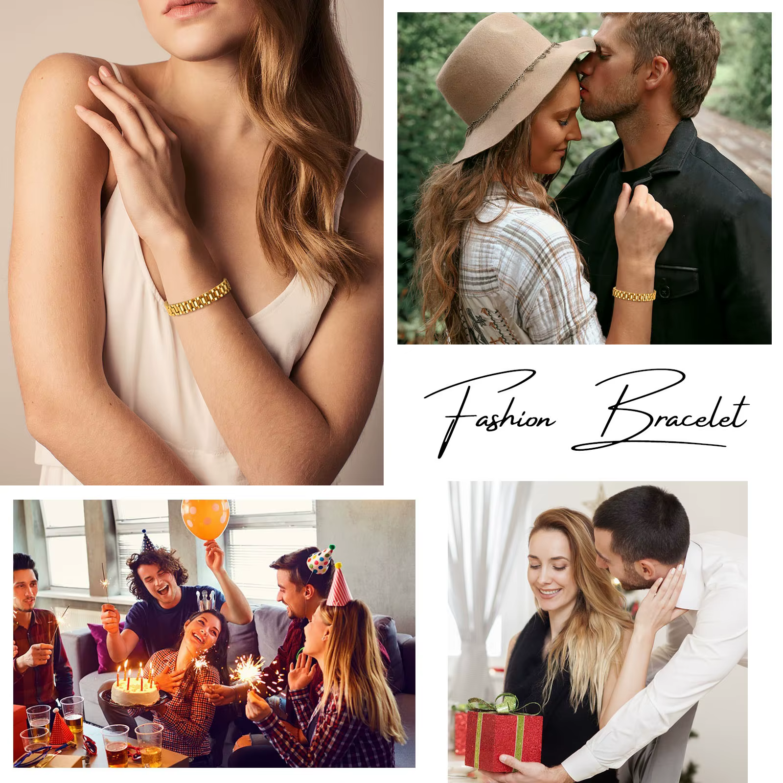 Bracelet-montre de luxe en acier inoxydable pour hommes et femmes