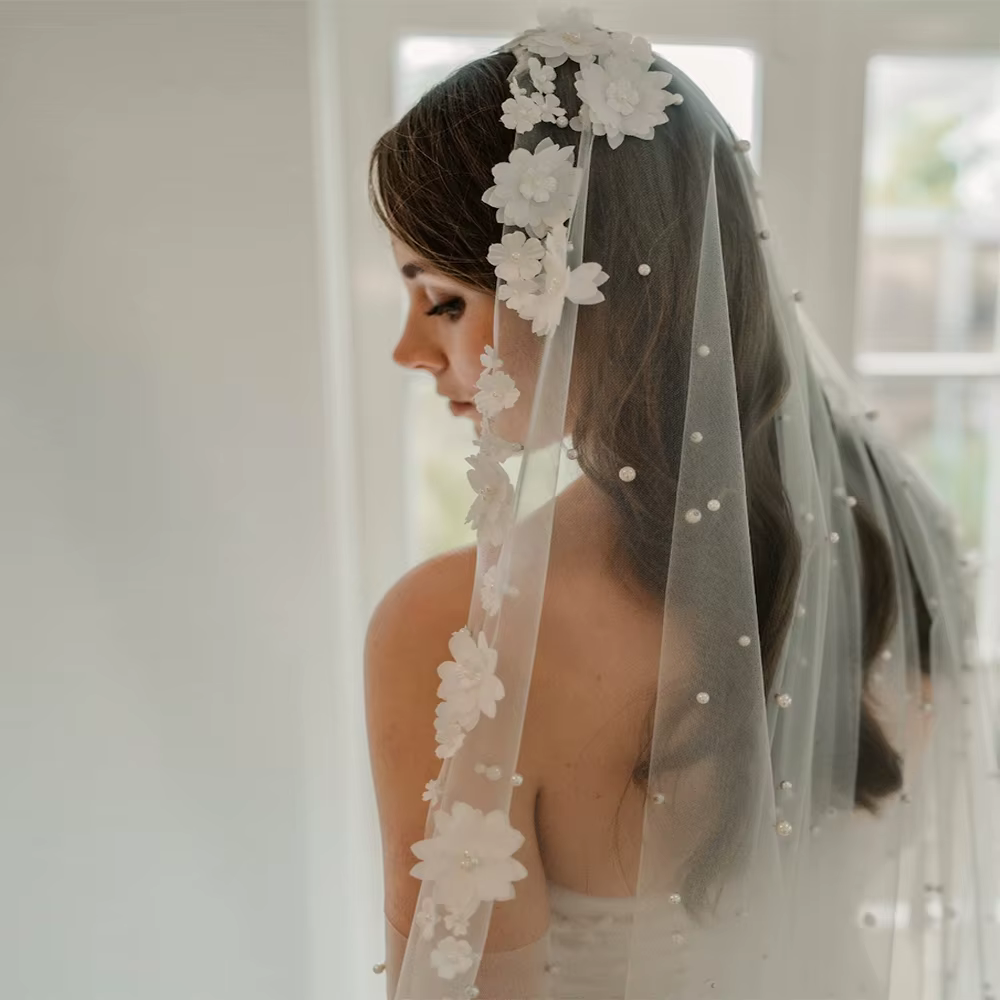 Voile de mariée avec fleurs