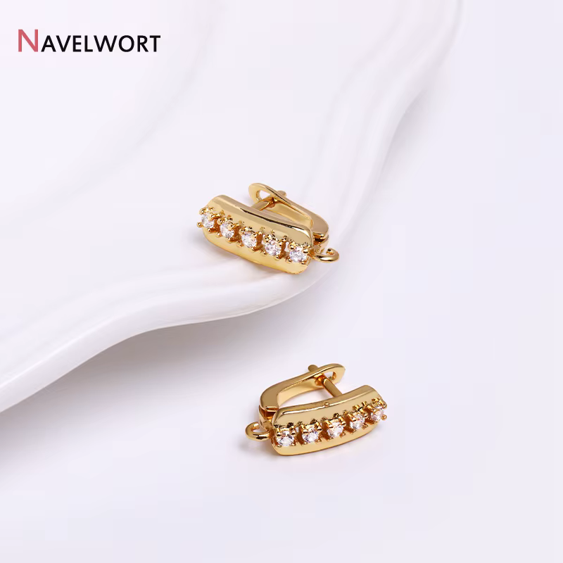 Fixations pour boucles d'oreilles en laiton plaqué or 18 carats