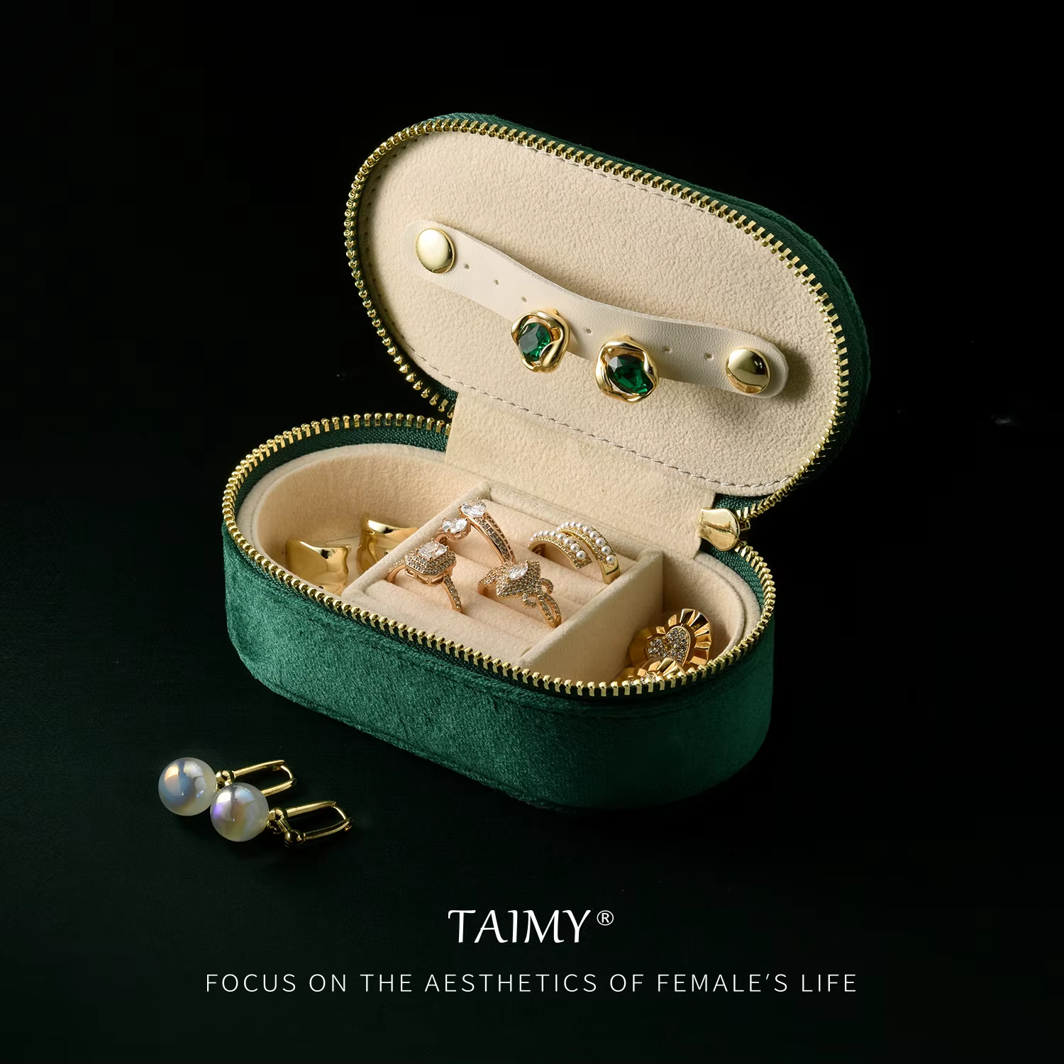 Boîte à Bijoux en Velours avec Logo Personnalisé
