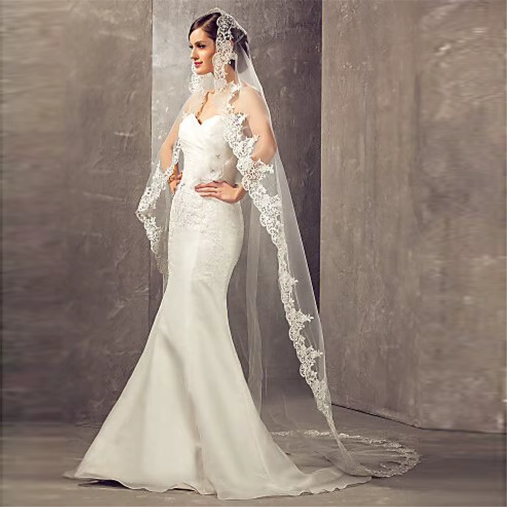 Voile de mariage long de luxe sans peigne
