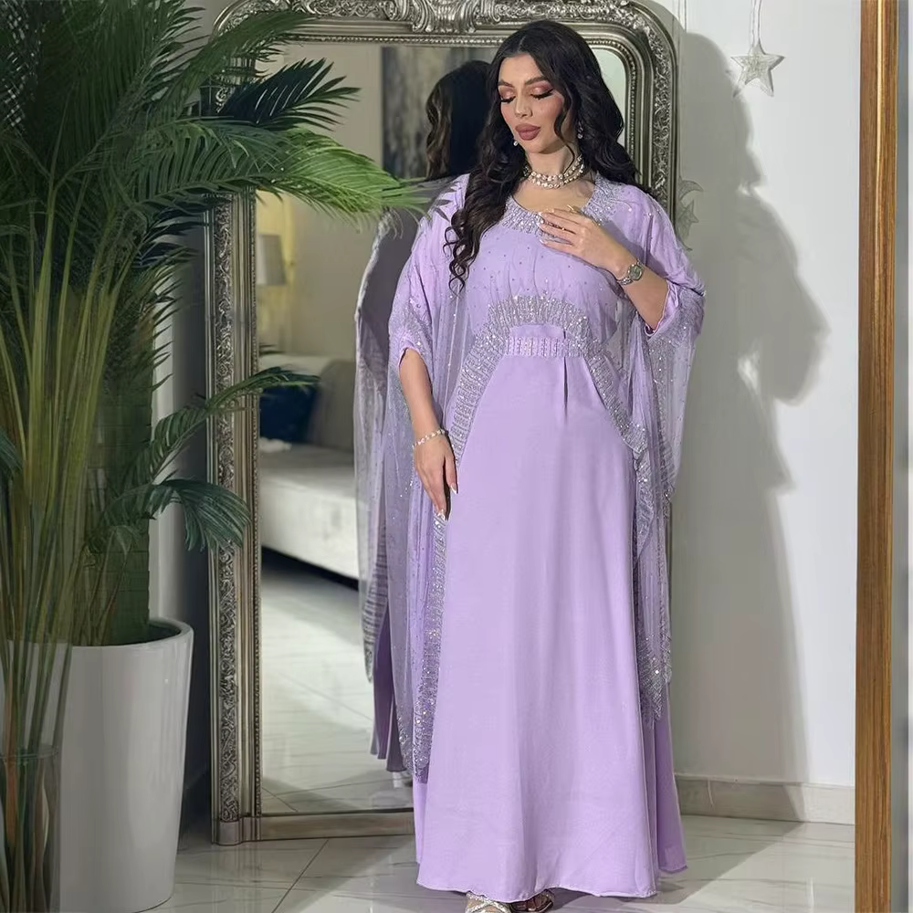 Dubaï marocain arabie saoudite musulmane luxe mode femmes vêtements Abaya diamant ensemble Robe