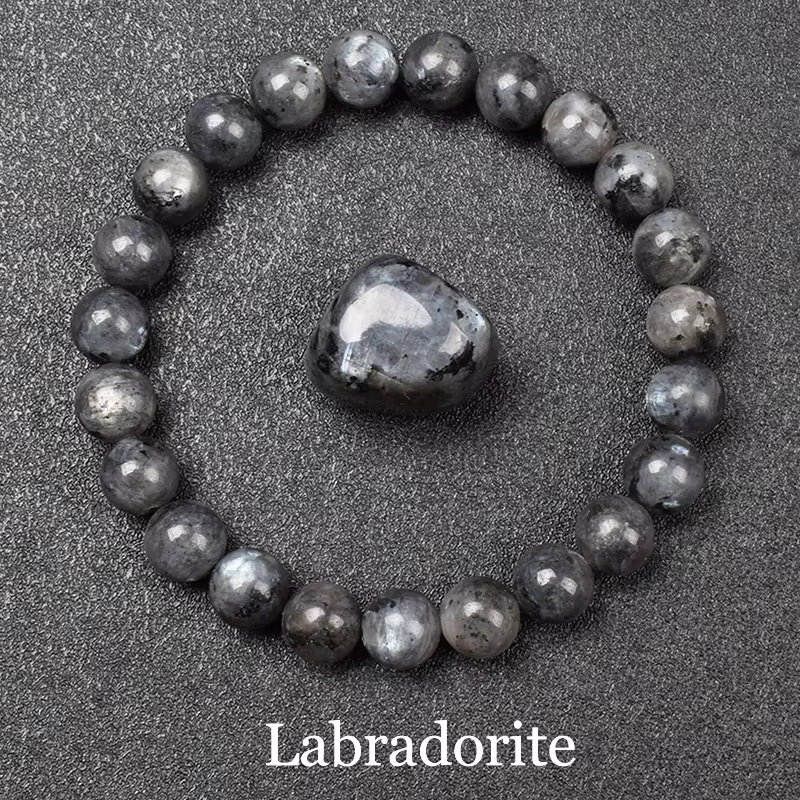 Bracelet de perles de Labradorite noire naturelle pour hommes et femmes