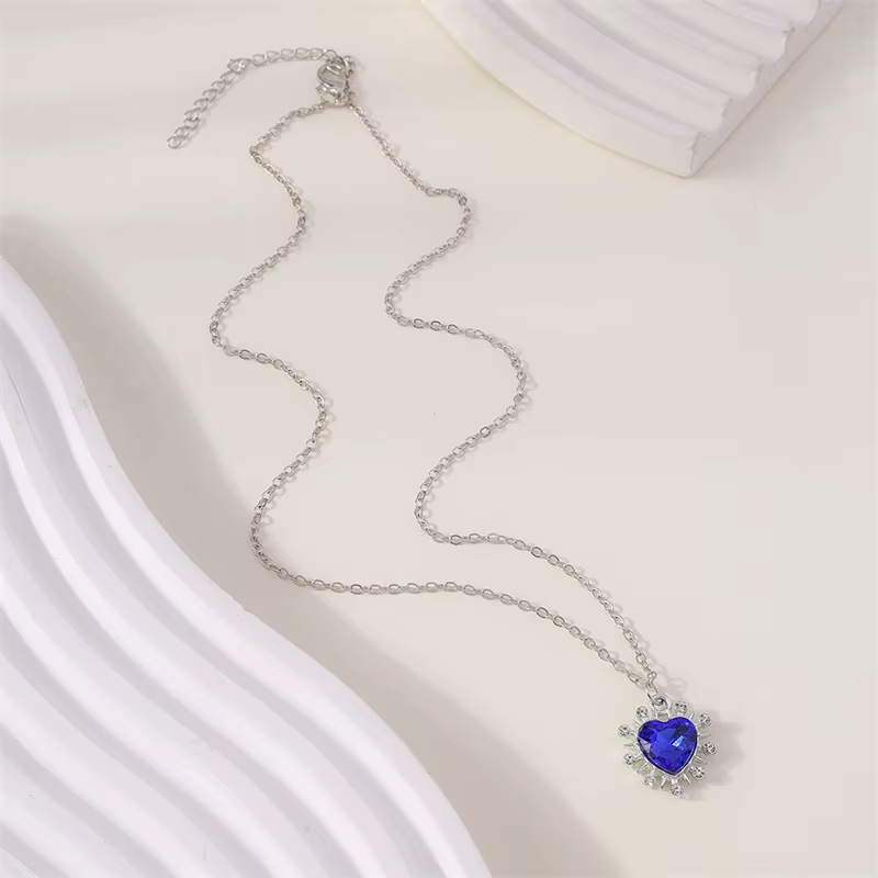 Aihua nouveau Titanic coeur d'océan bleu amour pour toujours pendentif collier pour femmes filles fête Festival bijoux cadeaux