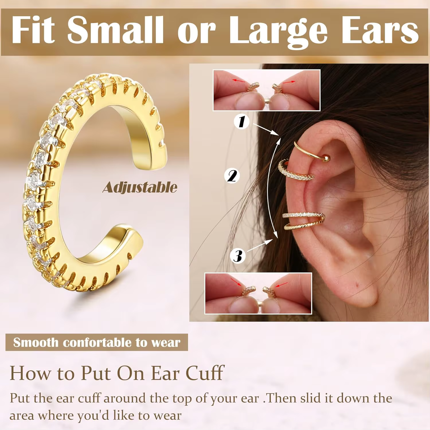 Boucles d'oreilles plaquées or 14 carats pour femmes
