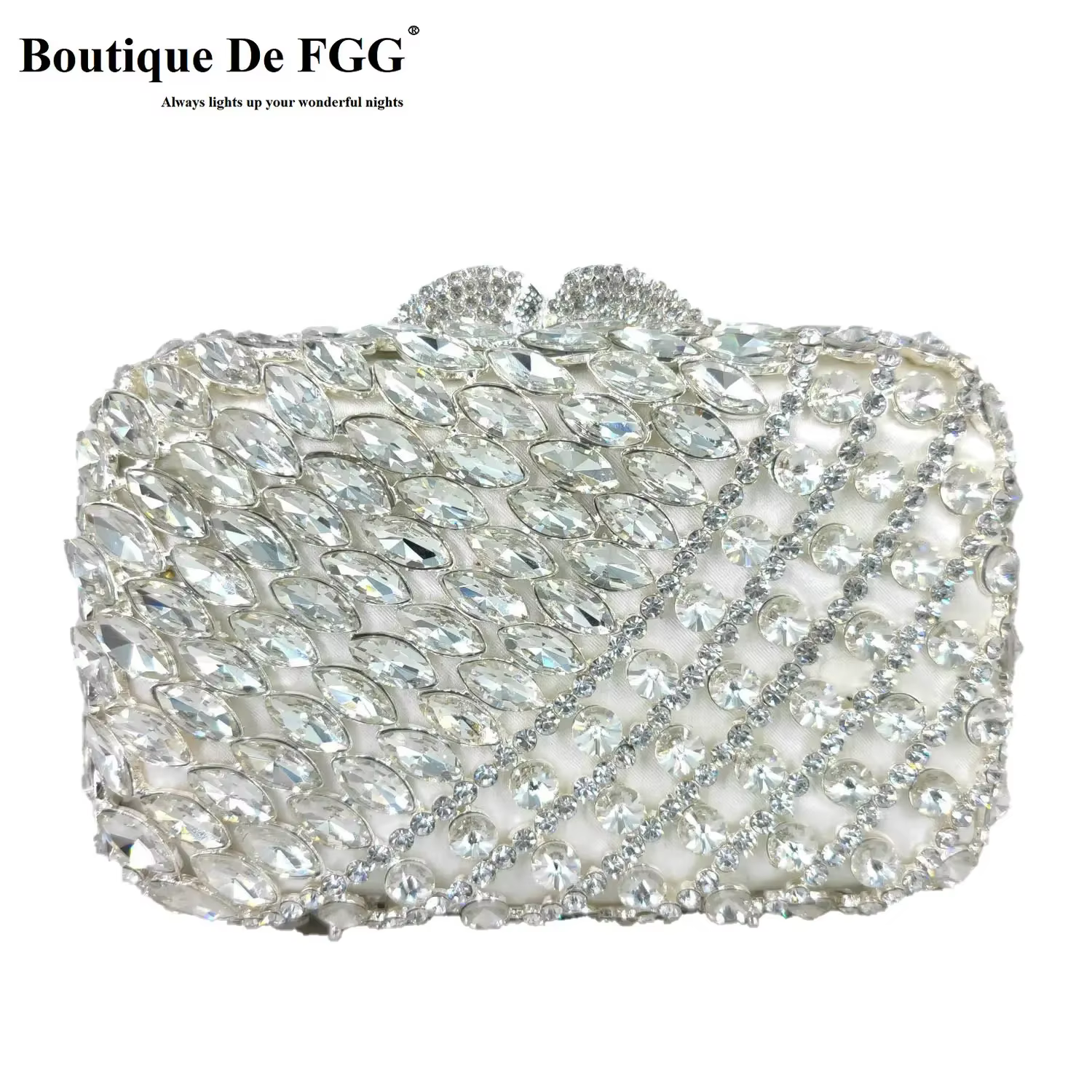Boutique De FGG blanc sacs De soirée et pochettes pour femmes formelle fête dîner strass