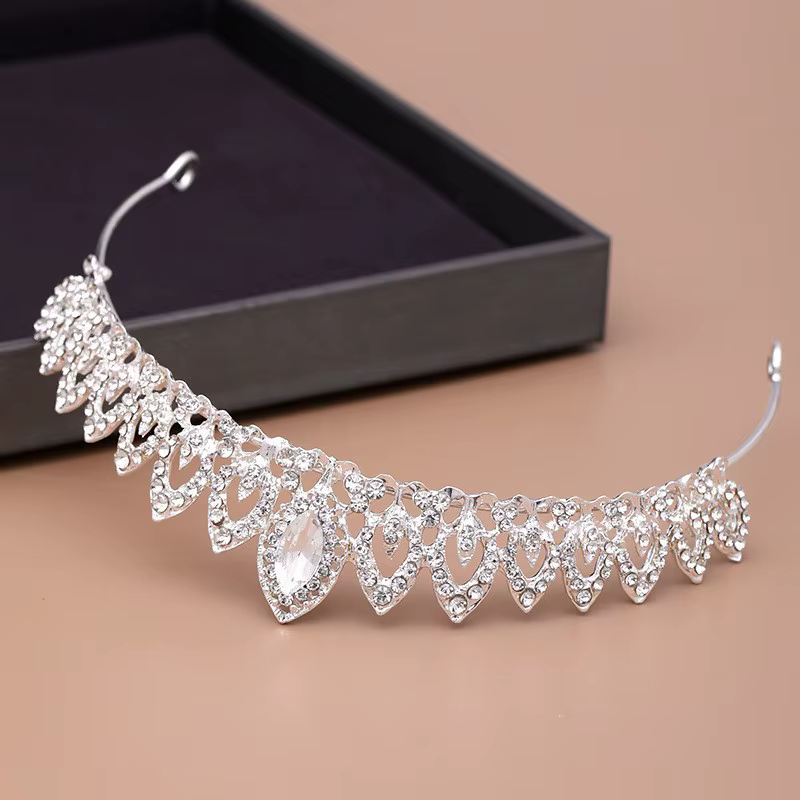 Diadème de Mariée Baroque Scintillant en Cristal Transparent