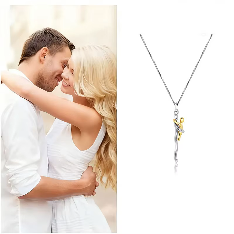 Collier bicolore 2026 avec pendentif détachable Mère et Enfant