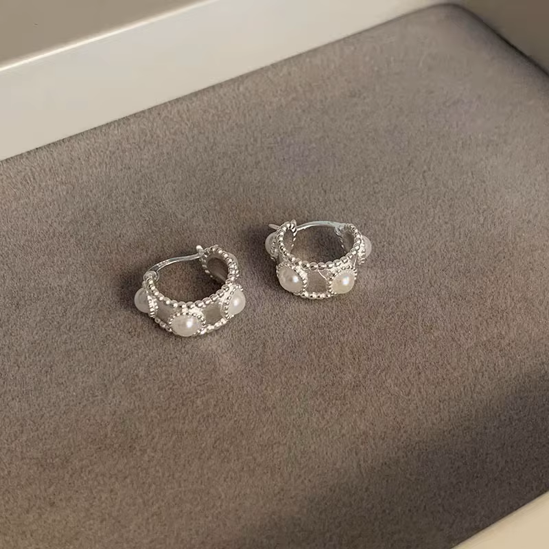 Boucles d'oreilles créoles géométriques en perles pour femmes