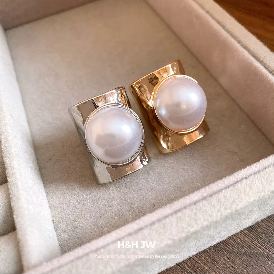 Bague réglable en perle ronde, bijoux de luxe minimalistes pour les doigts