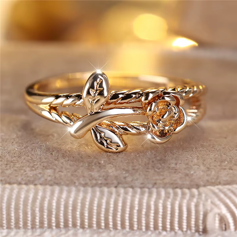 Bague de fiançailles à petite fleur pour femmes