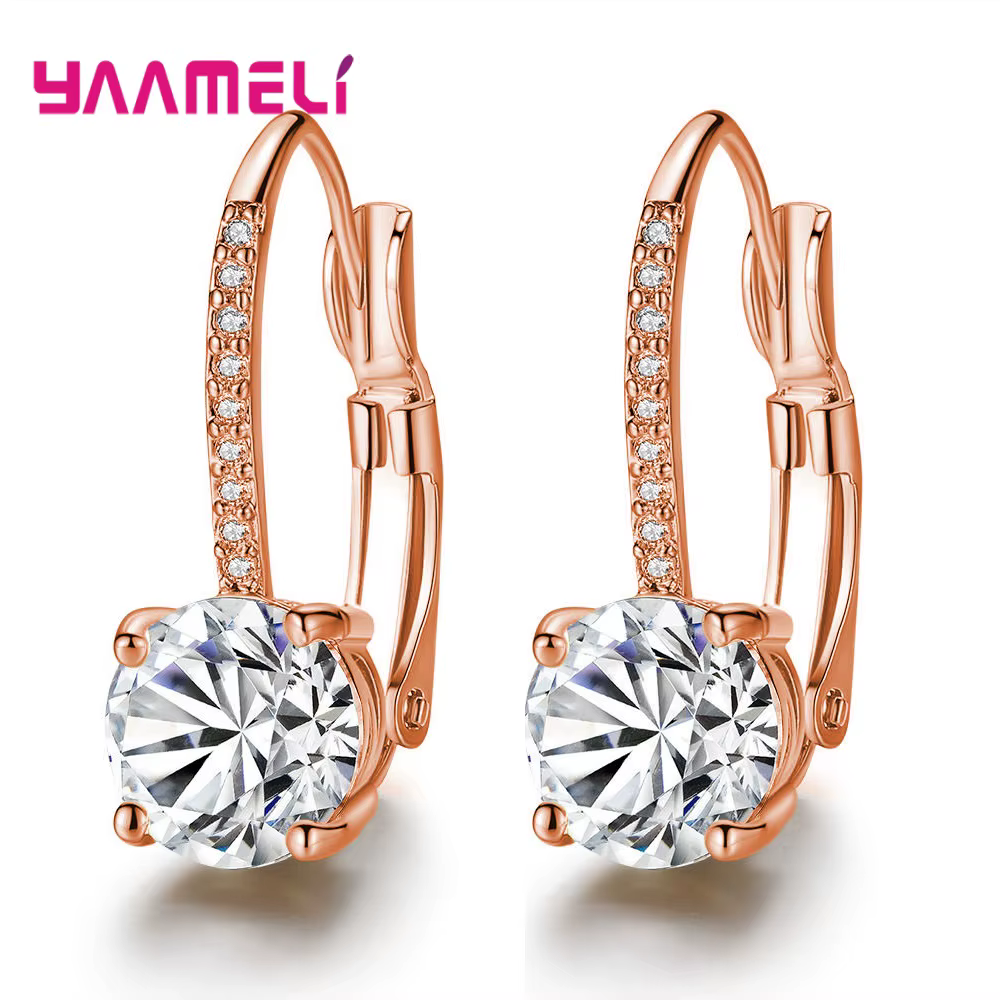 Brillant 925 bijoux en argent Sterling boucles d'oreilles cristal autrichien pavé femmes oreille décoration jaune or couleur Pendientes offre spéciale