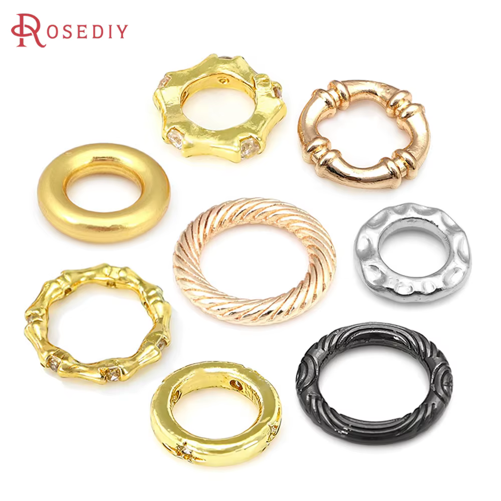 Anneaux ronds fermés en laiton couleur or 18 carats pour la fabrication de bijoux