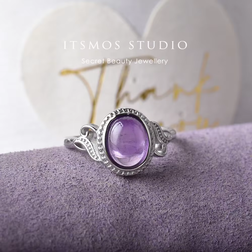 ITSMOS – bague ovale en pierre d'améthyste