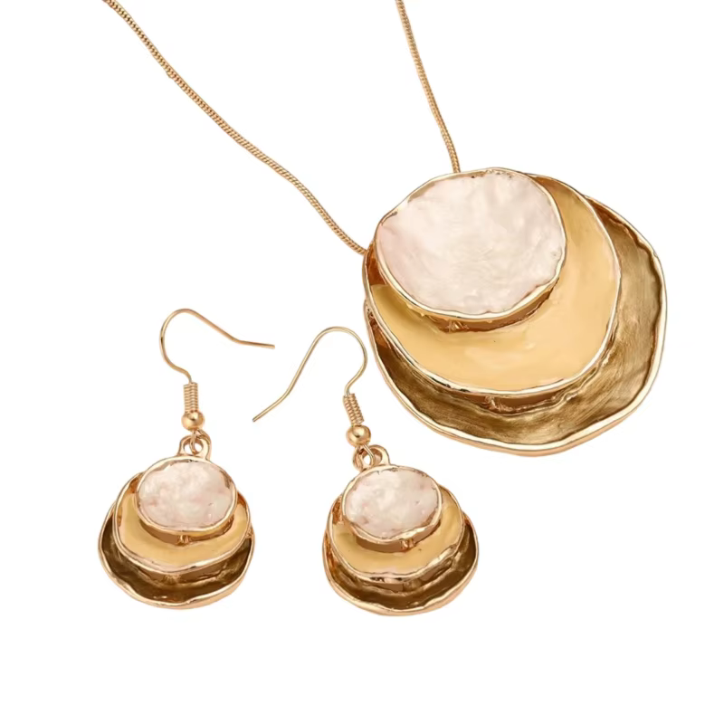A52E Collier pendentif à fleurs à mode boucles d'oreilles définissent une texture en alliage présente pour les femmes